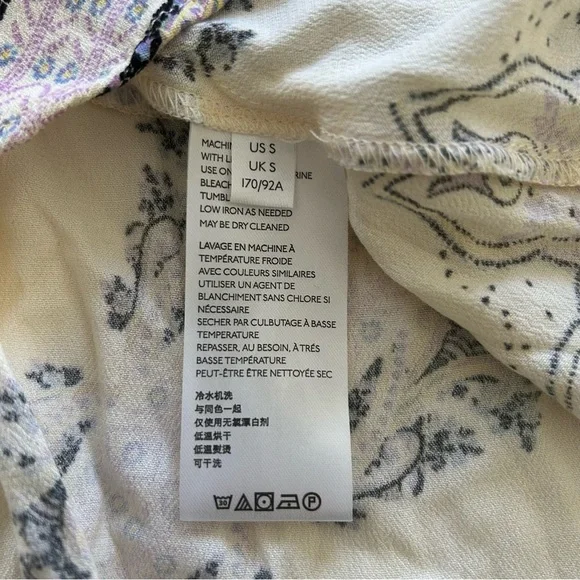 Free People Girl Talk Babydoll Tunic Ivory Boho Flowy Top Size S - Picture 14 of 15